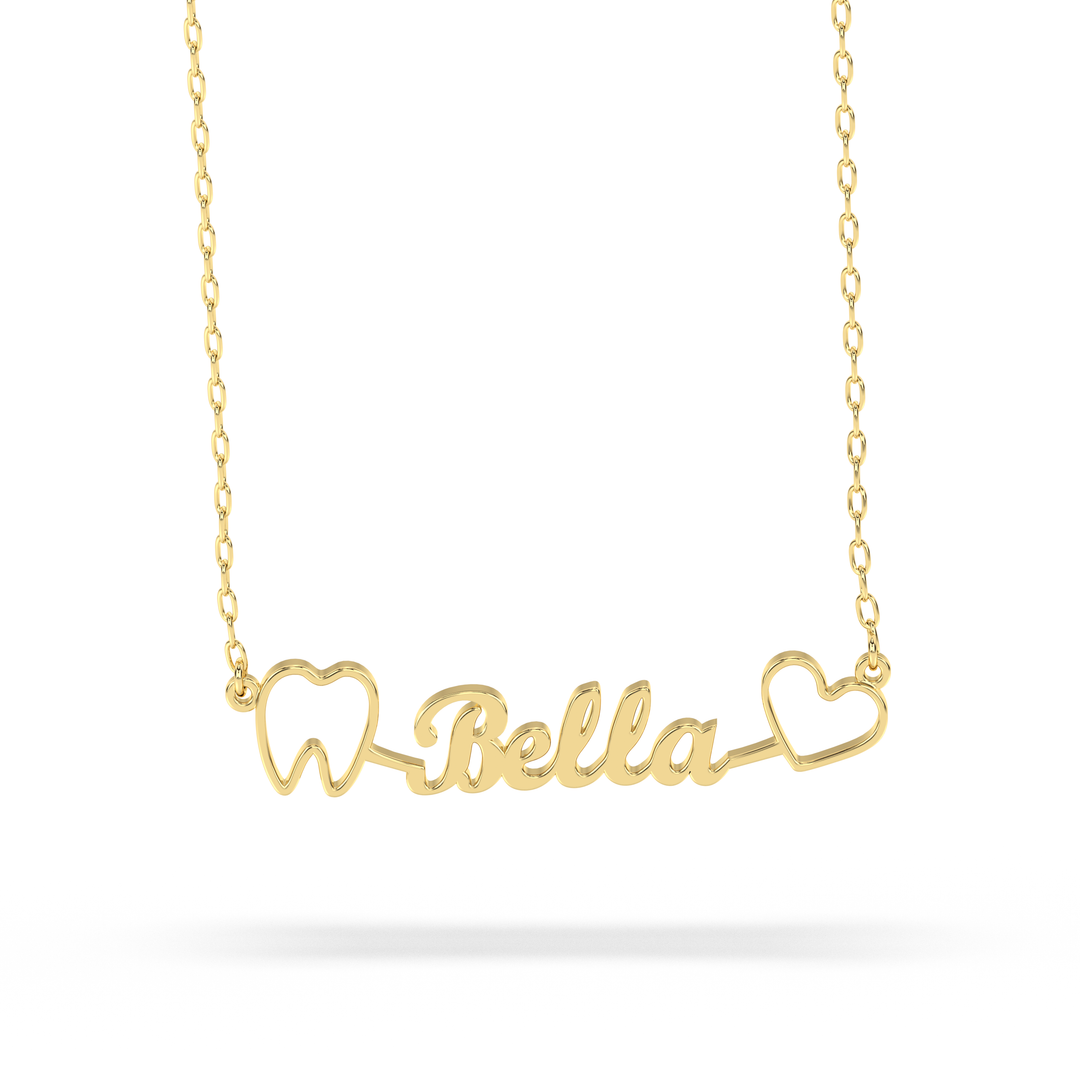 Gift for Dental Assistant Gift for Dental Hygienist Personalized Dental Assistant Necklace Gold