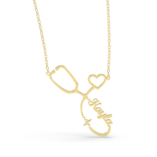 Stethoscope Name Necklace EKG