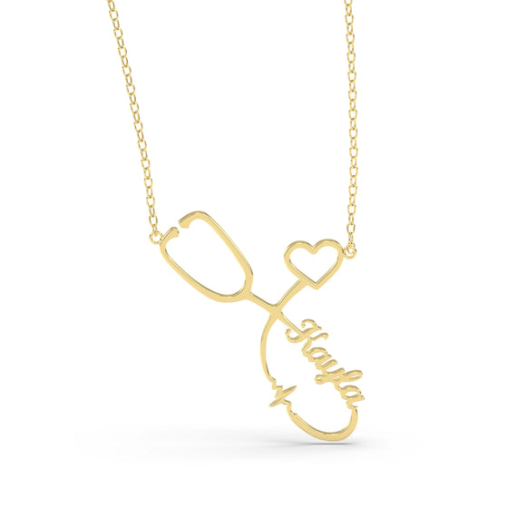 Stethoscope Name Necklace EKG