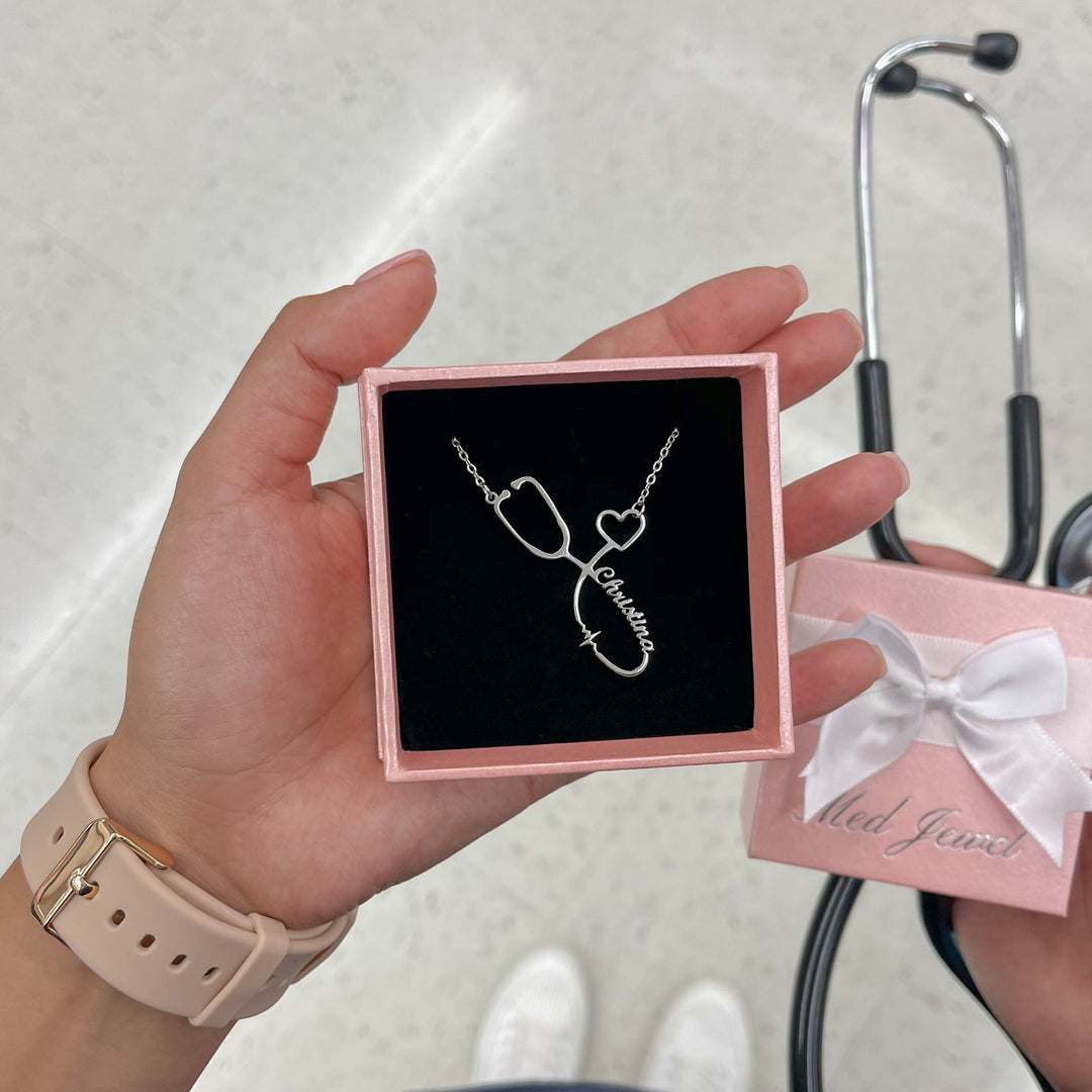 Stethoscope Name Necklace EKG